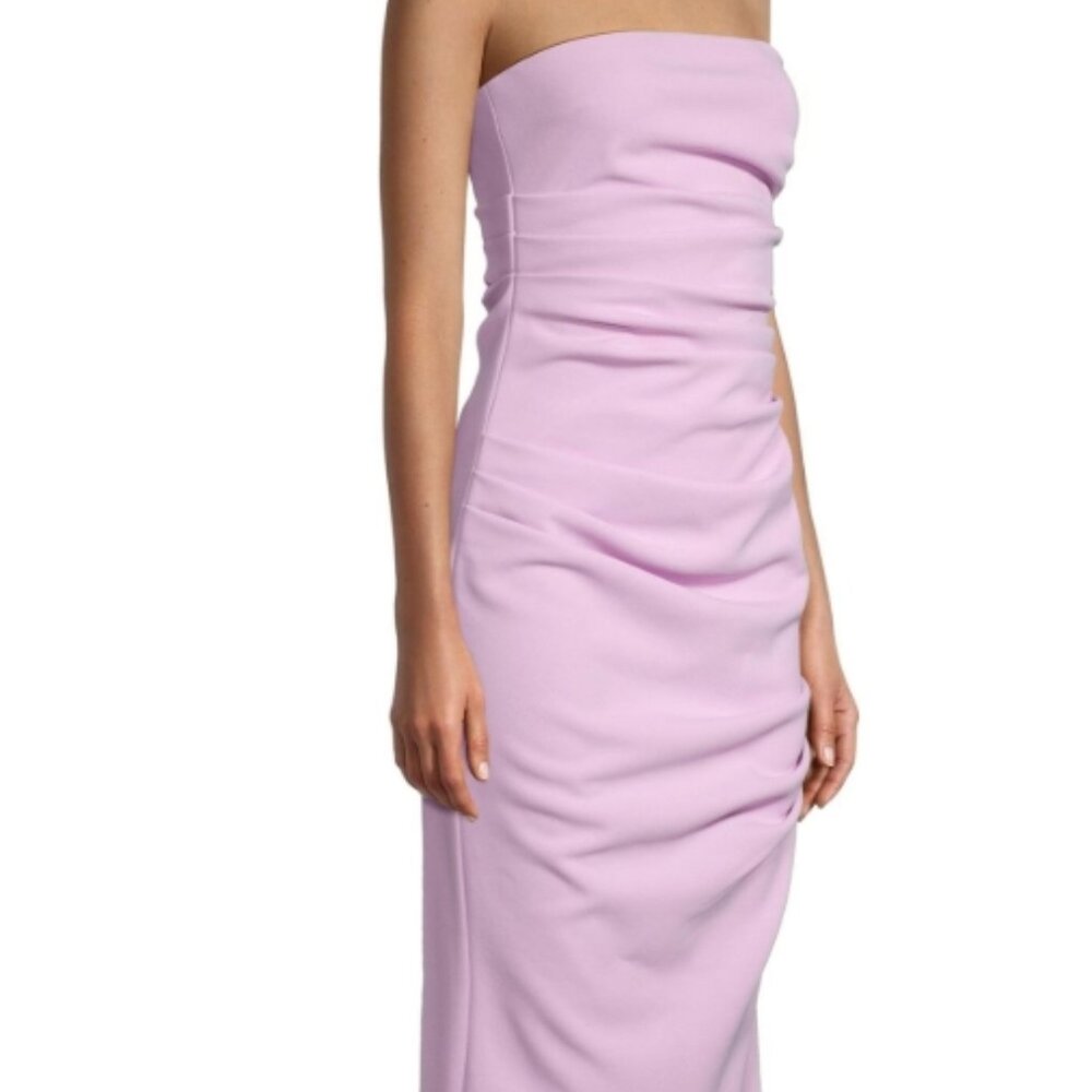 NWOT MISHA Collect Calandra Strapless Sleeveless Draped Lilac Midi-Dress S $395